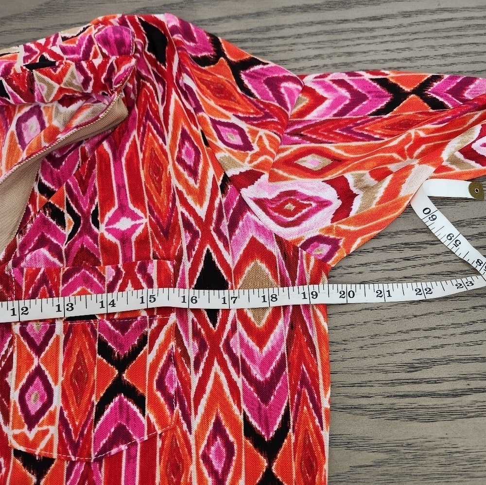 Y2K Vintage Venini Printed Sheer Button Down Shirt Womens Medium Orange Red Pink - Picture 9 of 10